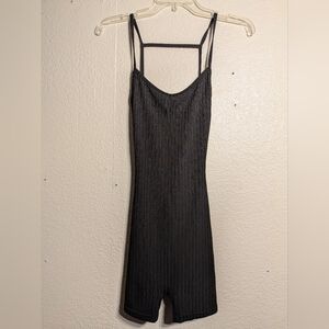 shein Size Xs Black Ribbed Sleeveless Romper Pre-owned